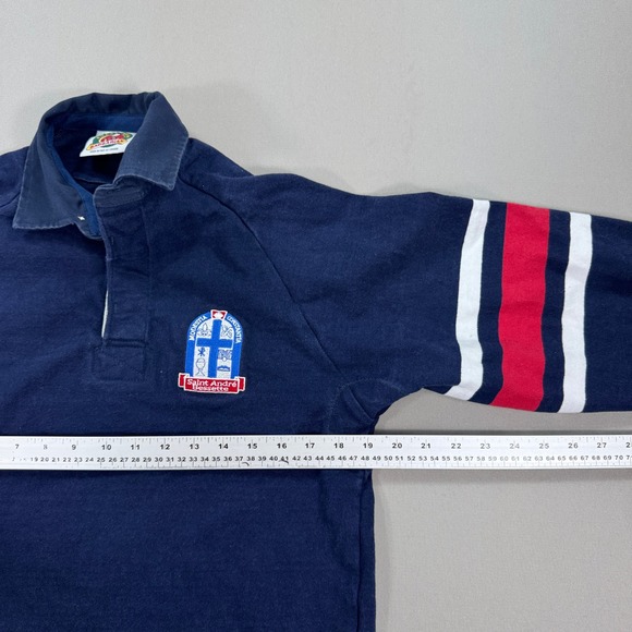 VTG Barbarian Rugby Wear Saint Andre Polo Shirt Men's Small Blue Made In Canada - Picture 5 of 6
